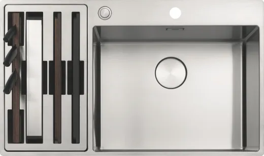 FRANKE Kchensple Box Center BWX 220-54-27 A Edelstahlsple Slimtop / Flchenbndig mit Siebkorb als Druckknopfventil