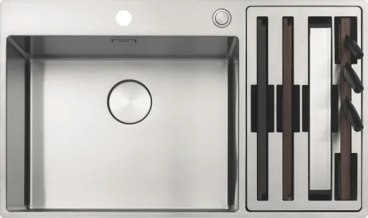 FRANKE Kchensple Box Center BWX 220-54-27 A Edelstahlsple Slimtop / Flchenbndig mit Siebkorb als Druckknopfventil