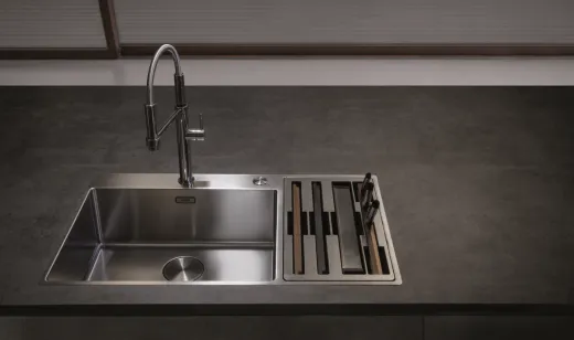 FRANKE Kchensple Box Center BWX 220-54-27 A Edelstahlsple Slimtop / Flchenbndig mit Siebkorb als Druckknopfventil