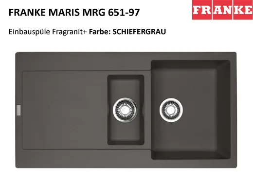FRANKE Kchensple Maris MRG 651 Fragranit+ Einbausple / Granitsple mit Siebkorb als Druckknopfventil