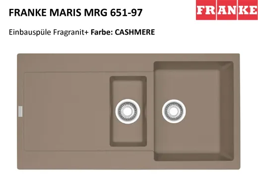 FRANKE Kchensple Maris MRG 651 Fragranit+ Einbausple / Granitsple mit Siebkorb als Druckknopfventil