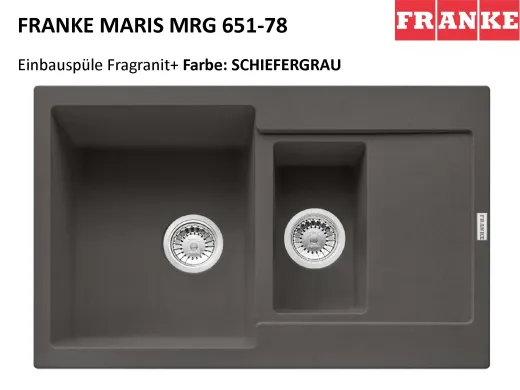 ❎ FRANKE Kchensple Maris MRG 651-78 Fragranit+ Einbausple / Granitsple mit Siebkorb als Druckknopfventil