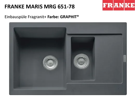 ❎ FRANKE Kchensple Maris MRG 651-78 Fragranit+ Einbausple / Granitsple mit Siebkorb als Druckknopfventil