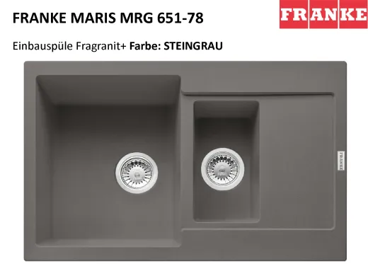 ❎ FRANKE Kchensple Maris MRG 651-78 Fragranit+ Einbausple / Granitsple mit Siebkorb als Druckknopfventil