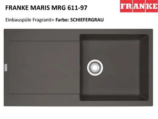❎ FRANKE Kchensple Maris MRG 611-97 Fragranit+ Einbausple / Granitsple mit Siebkorb als Druckknopfventil
