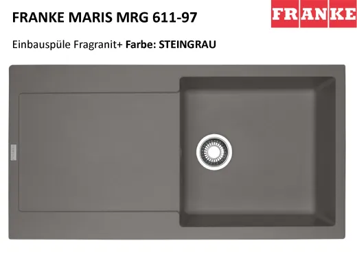 ❎ FRANKE Kchensple Maris MRG 611-97 Fragranit+ Einbausple / Granitsple mit Siebkorb als Druckknopfventil
