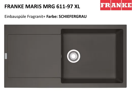 FRANKE Kchensple Maris MRG 611-97 XL Fragranit+ Einbausple / Granitsple mit Siebkorb als Druckknopfventil
