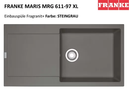 FRANKE Kchensple Maris MRG 611-97 XL Fragranit+ Einbausple / Granitsple mit Siebkorb als Druckknopfventil