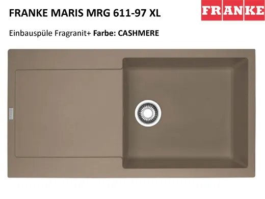 FRANKE Kchensple Maris MRG 611-97 XL Fragranit+ Einbausple / Granitsple mit Siebkorb als Druckknopfventil
