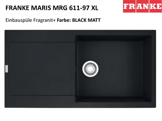 FRANKE Kchensple Maris MRG 611-97 XL Fragranit+ Einbausple / Granitsple mit Siebkorb als Druckknopfventil