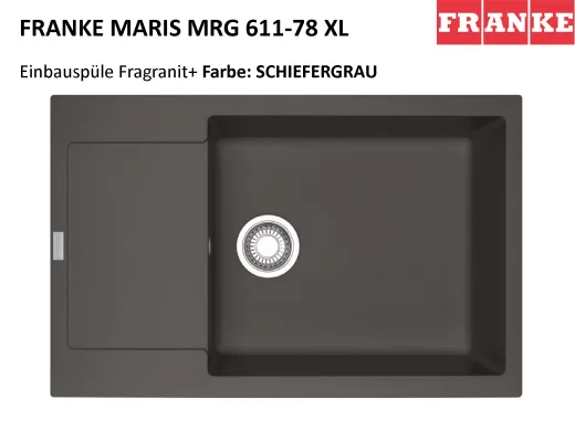 FRANKE Kchensple Maris MRG 611-78 XL Fragranit+ Einbausple / Granitsple mit Siebkorb als Druckknopfventil
