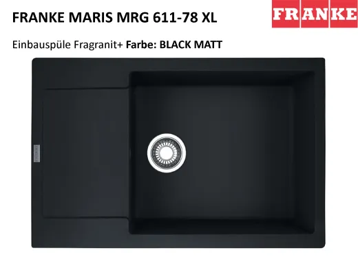 FRANKE Kchensple Maris MRG 611-78 XL Fragranit+ Einbausple / Granitsple mit Siebkorb als Druckknopfventil