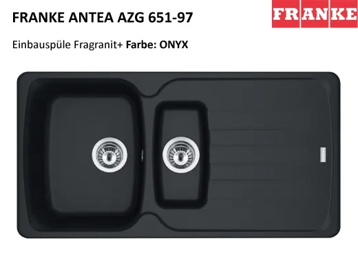 ❎ FRANKE Kchensple Antea AZG 651-97 Fragranit+ Einbausple / Granitsple mit Siebkorb als Drehknopfventil