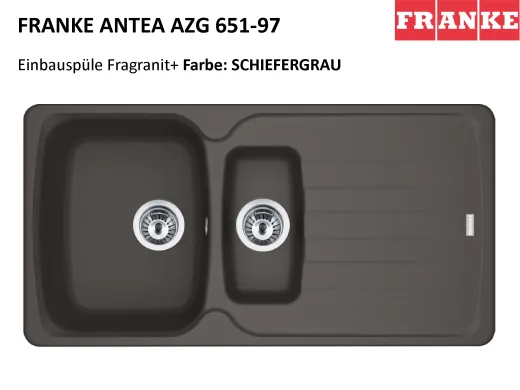 ❎ FRANKE Kchensple Antea AZG 651-97 Fragranit+ Einbausple / Granitsple mit Siebkorb als Drehknopfventil
