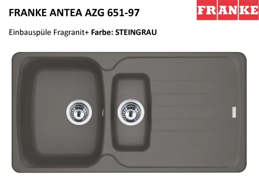 ❎ FRANKE Kchensple Antea AZG 651-97 Fragranit+ Einbausple / Granitsple mit Siebkorb als Drehknopfventil