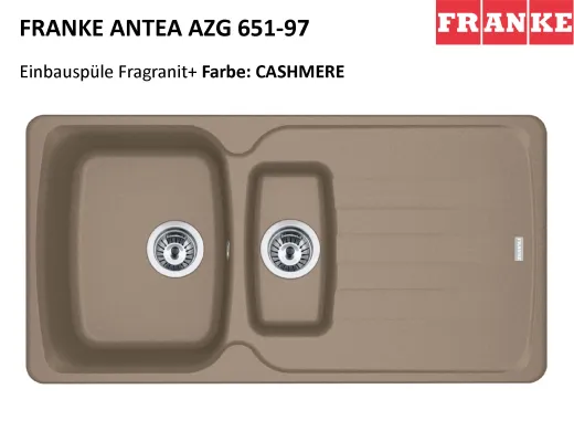 ❎ FRANKE Kchensple Antea AZG 651-97 Fragranit+ Einbausple / Granitsple mit Siebkorb als Drehknopfventil