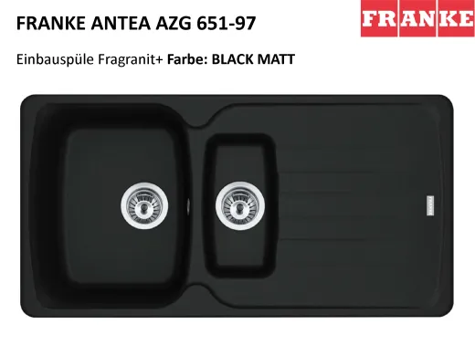 ❎ FRANKE Kchensple Antea AZG 651-97 Fragranit+ Einbausple / Granitsple mit Siebkorb als Drehknopfventil