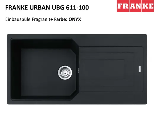 ❎ FRANKE Kchensple Urban UBG 611-100 Fragranit+ Einbausple / Granitsple mit Siebkorb als Drehknopfventil