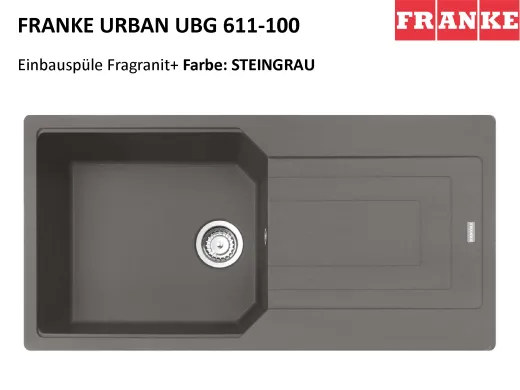 ❎ FRANKE Kchensple Urban UBG 611-100 Fragranit+ Einbausple / Granitsple mit Siebkorb als Drehknopfventil