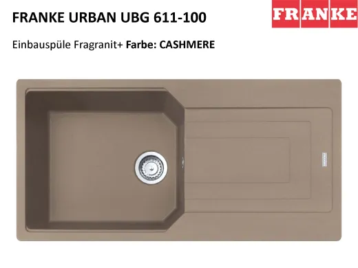 ❎ FRANKE Kchensple Urban UBG 611-100 Fragranit+ Einbausple / Granitsple mit Siebkorb als Drehknopfventil