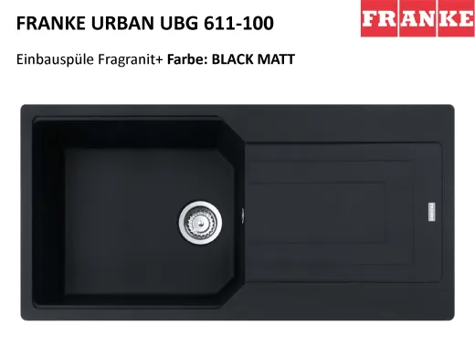 ❎ FRANKE Kchensple Urban UBG 611-100 Fragranit+ Einbausple / Granitsple mit Siebkorb als Drehknopfventil