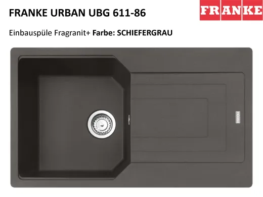 ❎ FRANKE Kchensple Urban UBG 611-86 Fragranit+ Einbausple / Granitsple mit Siebkorb als Drehknopfventil