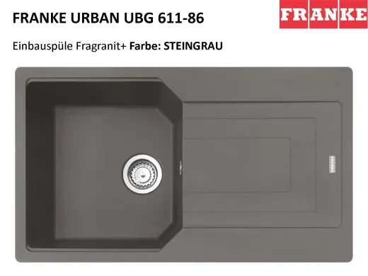 ❎ FRANKE Kchensple Urban UBG 611-86 Fragranit+ Einbausple / Granitsple mit Siebkorb als Drehknopfventil