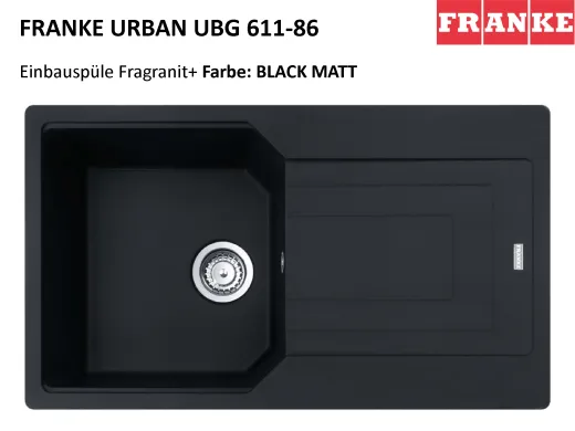 ❎ FRANKE Kchensple Urban UBG 611-86 Fragranit+ Einbausple / Granitsple mit Siebkorb als Drehknopfventil