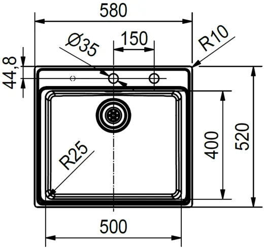 FRANKE Kchensple Mythos MYX 210-50 A Einbausple Slimtop / Flchenbndig mit Siebkorb als Druckknopfventil