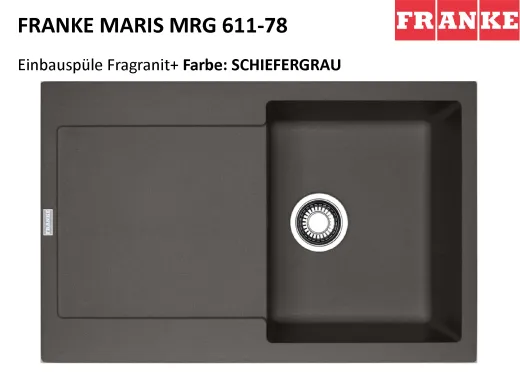 FRANKE Kchensple Maris MRG 611-78 Fragranit+ Einbausple / Granitsple mit Siebkorb als Druckknopfventil