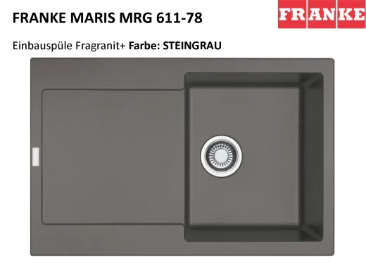 FRANKE Kchensple Maris MRG 611-78 Fragranit+ Einbausple / Granitsple mit Siebkorb als Druckknopfventil