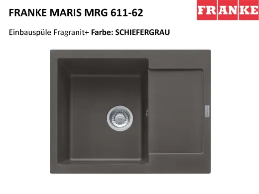 FRANKE Kchensple Maris MRG 611-62 Fragranit+ Einbausple / Granitsple mit Siebkorb als Druckknopfventil