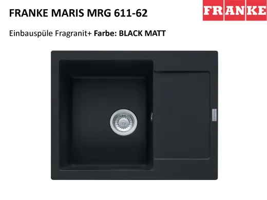 FRANKE Kchensple Maris MRG 611-62 Fragranit+ Einbausple / Granitsple mit Siebkorb als Druckknopfventil