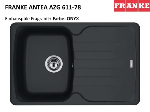 FRANKE Kchensple Antea AZG 611-78 Fragranit+ Einbausple / Granitsple mit Siebkorb als Drehknopfventil