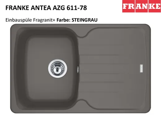FRANKE Kchensple Antea AZG 611-78 Fragranit+ Einbausple / Granitsple mit Siebkorb als Drehknopfventil