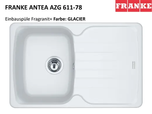 FRANKE Kchensple Antea AZG 611-78 Fragranit+ Einbausple / Granitsple mit Siebkorb als Drehknopfventil