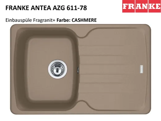 FRANKE Kchensple Antea AZG 611-78 Fragranit+ Einbausple / Granitsple mit Siebkorb als Drehknopfventil
