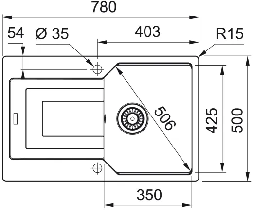 FRANKE Kchensple Urban UBG 611-78 Fragranit+ Einbausple / Granitsple mit Siebkorb als Drehknopfventil