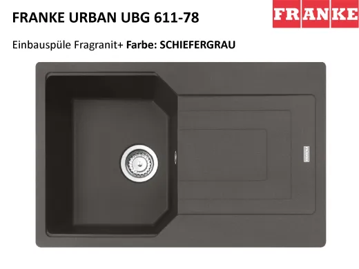 FRANKE Kchensple Urban UBG 611-78 Fragranit+ Einbausple / Granitsple mit Siebkorb als Drehknopfventil