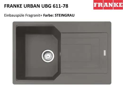 FRANKE Kchensple Urban UBG 611-78 Fragranit+ Einbausple / Granitsple mit Siebkorb als Drehknopfventil
