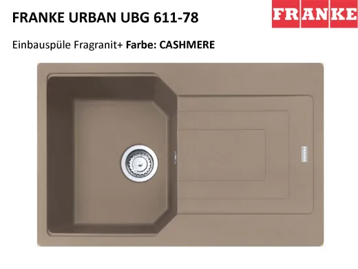 FRANKE Kchensple Urban UBG 611-78 Fragranit+ Einbausple / Granitsple mit Siebkorb als Drehknopfventil
