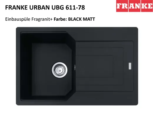 FRANKE Kchensple Urban UBG 611-78 Fragranit+ Einbausple / Granitsple mit Siebkorb als Drehknopfventil