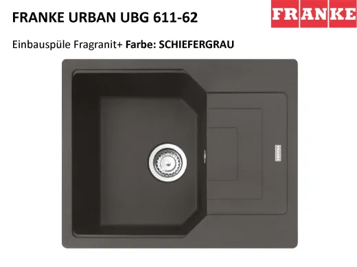 FRANKE Kchensple Urban UBG 611-62 Fragranit+ Einbausple / Granitsple mit Siebkorb als Drehknopfventil