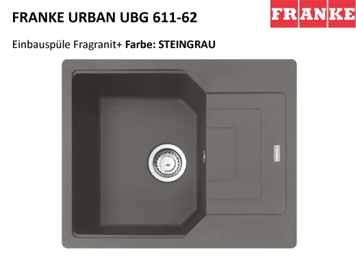 FRANKE Kchensple Urban UBG 611-62 Fragranit+ Einbausple / Granitsple mit Siebkorb als Drehknopfventil
