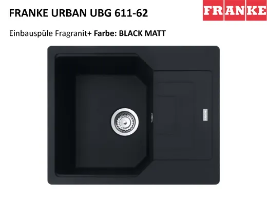 FRANKE Kchensple Urban UBG 611-62 Fragranit+ Einbausple / Granitsple mit Siebkorb als Drehknopfventil