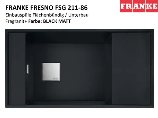 ❎ FRANKE Kchensple Fresno FSG 211 Fragranit+ Einbausple / Granitsple Flchenbndig / Unterbau mit Siebkorb als Druckknopfventil