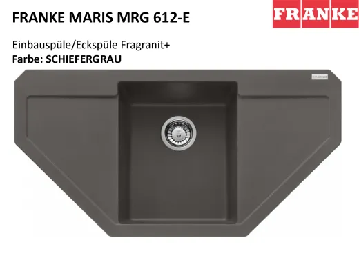 ❎ FRANKE Kchensple Maris MRG 612-E Fragranit+ Ecksple / Granitsple mit Siebkorb als Druckknopfventil