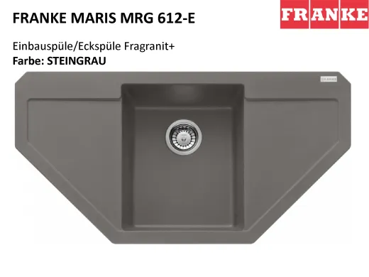 ❎ FRANKE Kchensple Maris MRG 612-E Fragranit+ Ecksple / Granitsple mit Siebkorb als Druckknopfventil