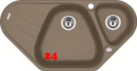 FRANKE Kchensple Antea AZG 661-E Fragranit+ Ecksple / Granitsple mit Siebkorb als Drehknopfventil