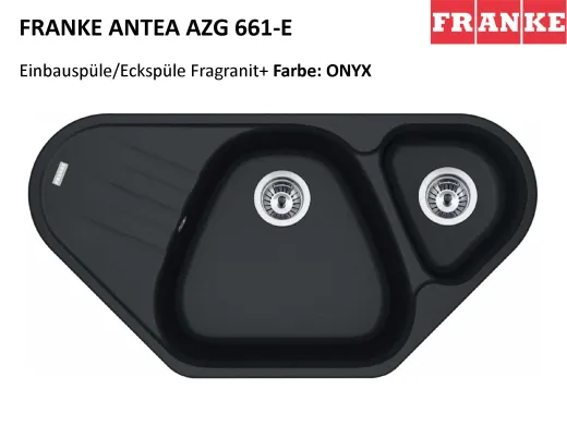 FRANKE Kchensple Antea AZG 661-E Fragranit+ Ecksple / Granitsple mit Siebkorb als Drehknopfventil